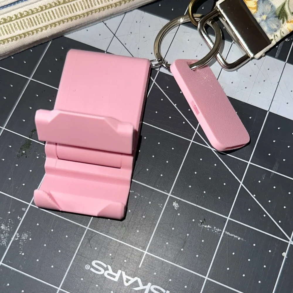 Portable Pink Phone Stand Keychain